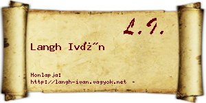 Langh Iván névjegykártya