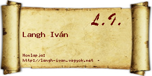 Langh Iván névjegykártya